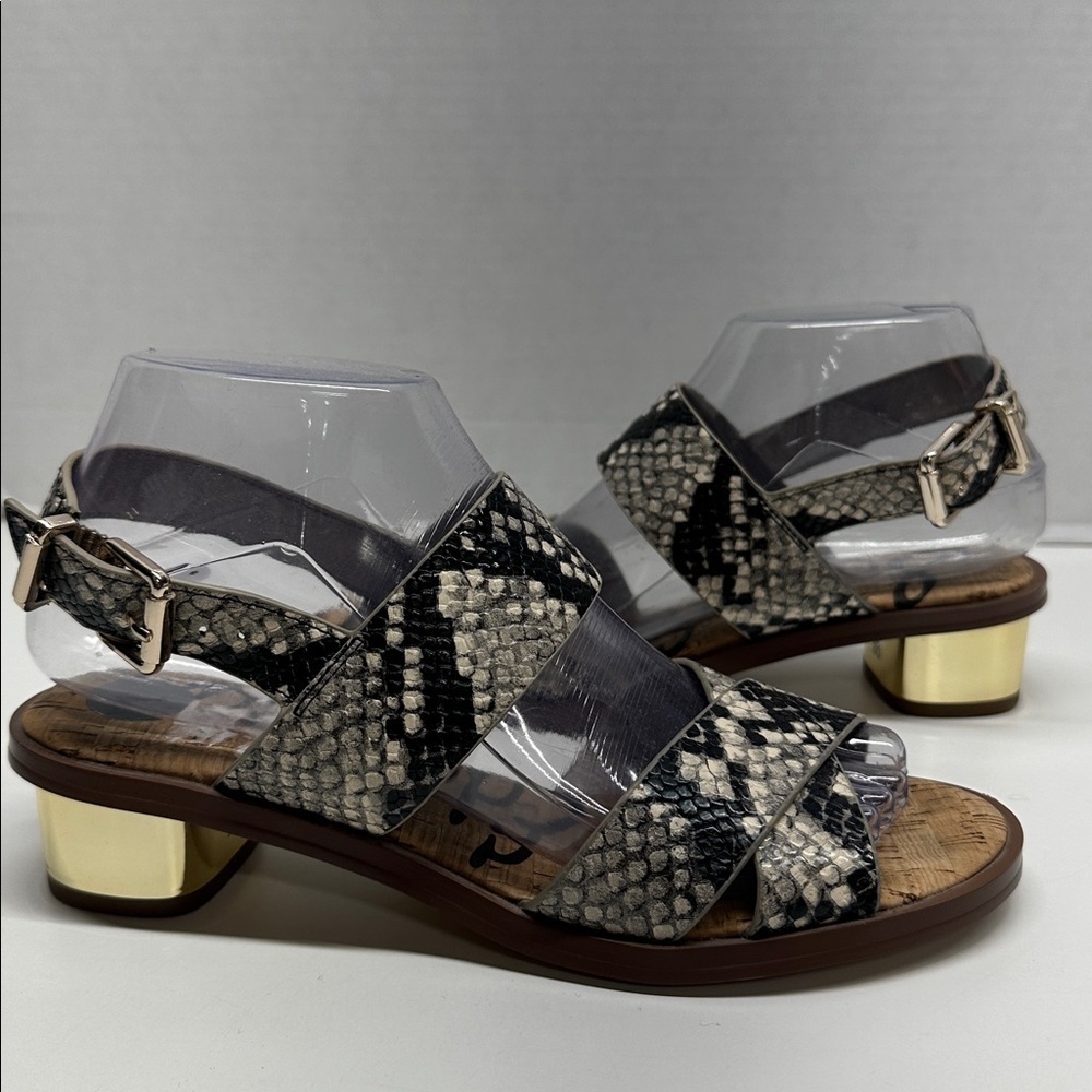 Sam Edelman Teena Sandals Open Toe Strappy Vegan Leather Shoes Snake Print 7